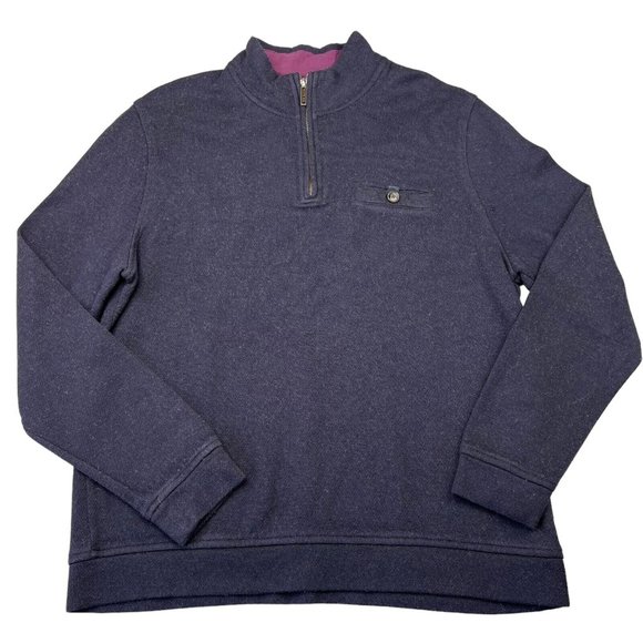 Ted‎ Baker London Mens 1/4 Zip Pullover Sweater Size 5 XL Navy Blue Long Sleeve - Picture 1 of 10